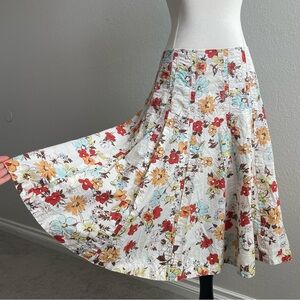 CAbi Floral A-Line Skirt - Red, Yellow, Blue